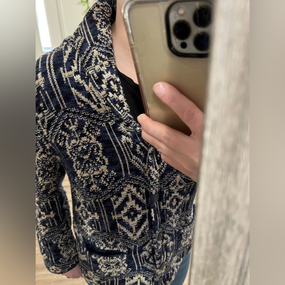 Denim & Supply Ralph Lauren Blue, Black, and Tan Buttoned Blazer - Picture 5 of 7